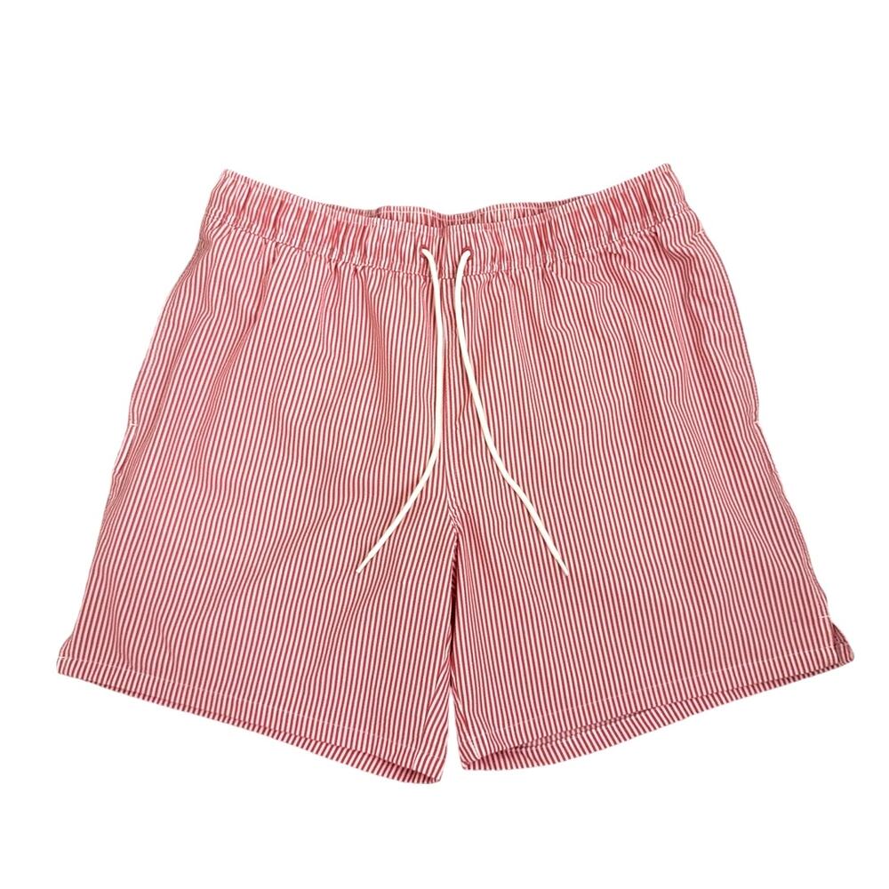 Goodfellow & Co Swim Trunks Red White Lined Bathing Suit Size Men's Large